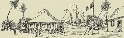 ÎLE HUAHINE. ÎLES SOUS LE VENT. PALAIS DE LA REINE (Dessin de Toly : Monde illustre)…