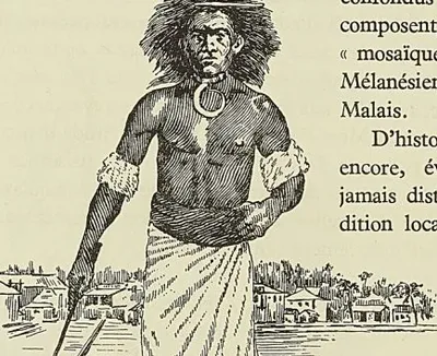 FIDJIEN A SUVA, dessin de Barbotin. Verschuur : Voyage aux îles Fidji