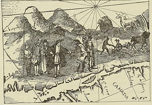 JACQUES CARTIER AU CANADA, d’après une carte du XVI® siècle. British Museum
