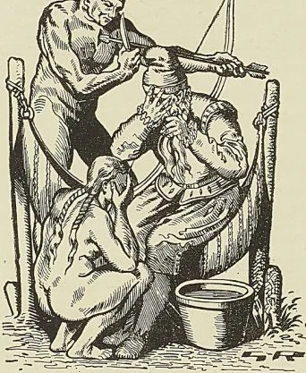 RÉCEPTION D’UN FRANÇAIS AU BRÉSIL, d’après Jean de Lery, Historia navigationis in Braziliam