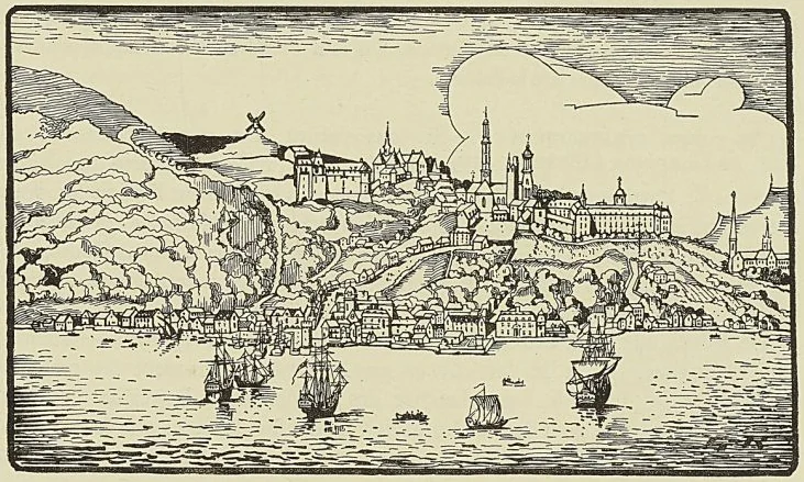 VUE DE QUÉBEC AU DIX-SEPTIÈME SIÈCLE (D’après J.-B.-L. Franquelin).