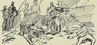 LA MORT DU SERGENT BLANDAN, d’après un croquis de Raffet, cul-de-lampe