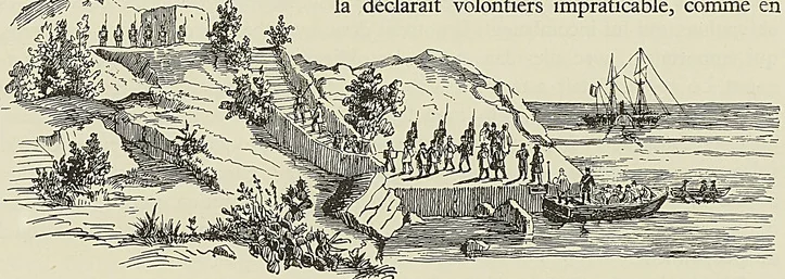 DÉBARQUEMENT DES TRANSPORTÉS POLITIQUES A BôNE, d’après un dessin du Monde illustré