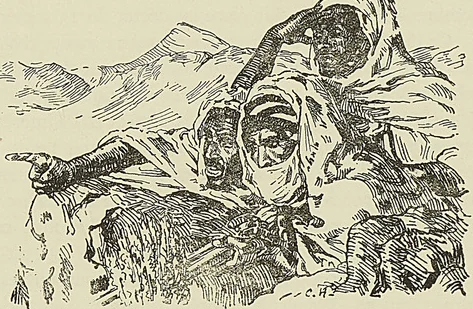 CHASSEURS A L’AFFÚT, d’apres le tableau de E. Dinet