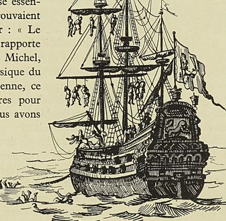 PIRATES BARBARESQUES PENDUS AUX VERGUES D’UN VAISSEAU