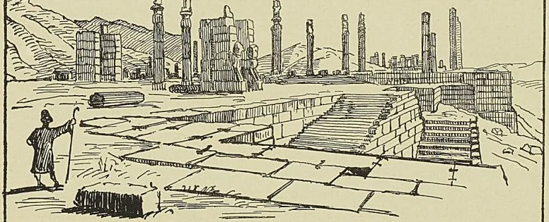 RUINES DE PERSÉPOLIS, dessin de G. HANOTAUX fils