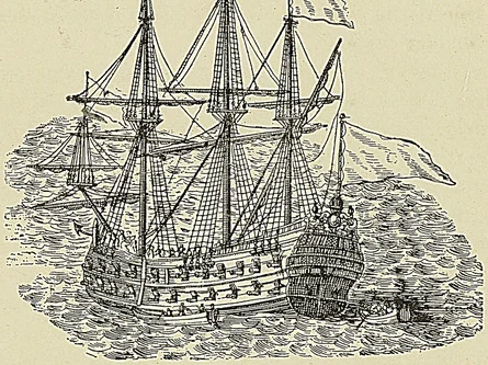 FRÉGATE, d’après la gravure de C. Berey 1684, fragment