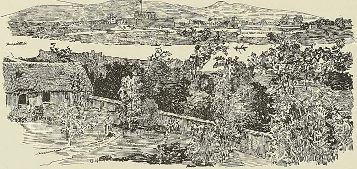 VUE DE LA CITADELLE DE HuÉ, d’après un bois de Aug. Lepère