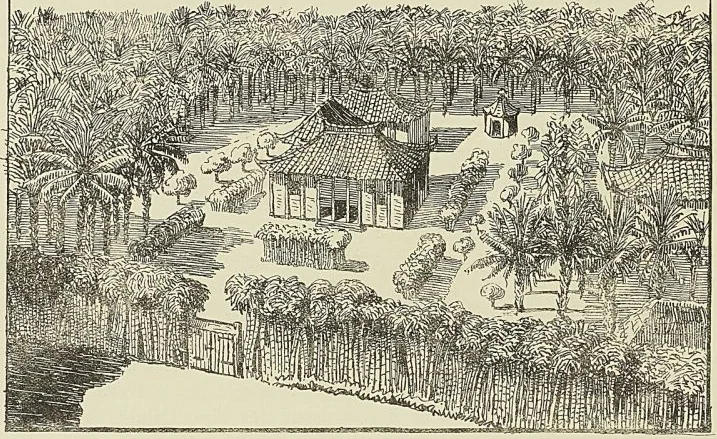 LA MAISON DE CHAIGNEAU A Hué, d’après Michel-Duc Chaigneau, Souvenirs de Hué 1867