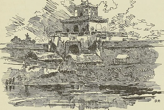 ENTRÉE DE LA CITADELLE DE HUÉ, d’après un bois de A. Lepère