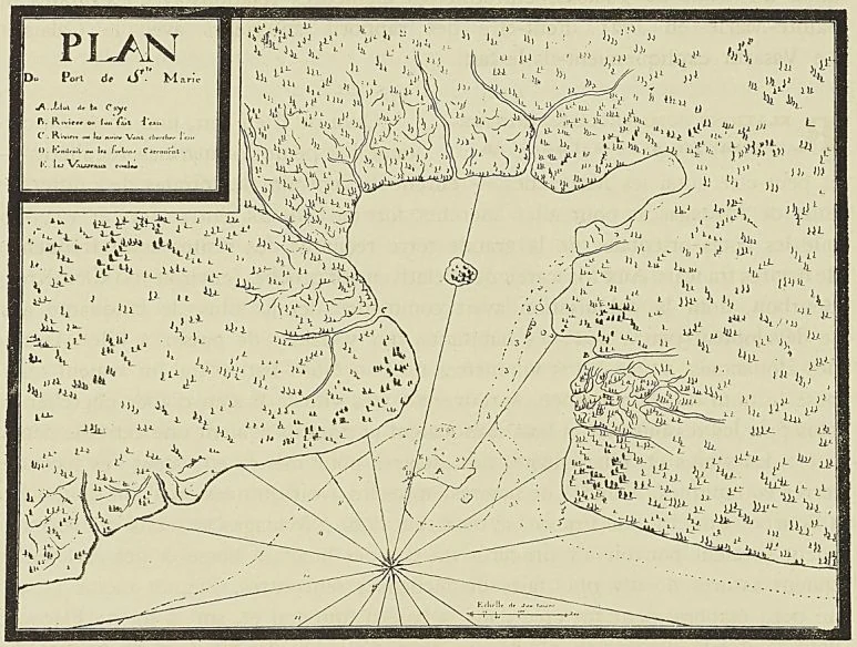 CARTE DE LA BAIE DE SAINTE-MARIE, carte manuscrite. Collection de M. H. Froidevaux