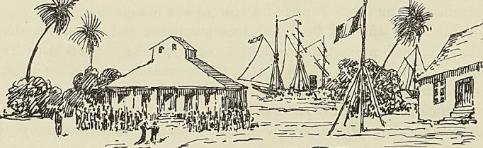 ÎLE HUAHINE. ÎLES SOUS LE VENT. PALAIS DE LA REINE (Dessin de Toly : Monde illustre) (1888).